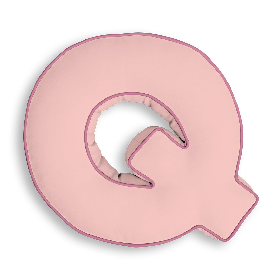 Personalised Letter Cushion 'Q' in Soft Pink