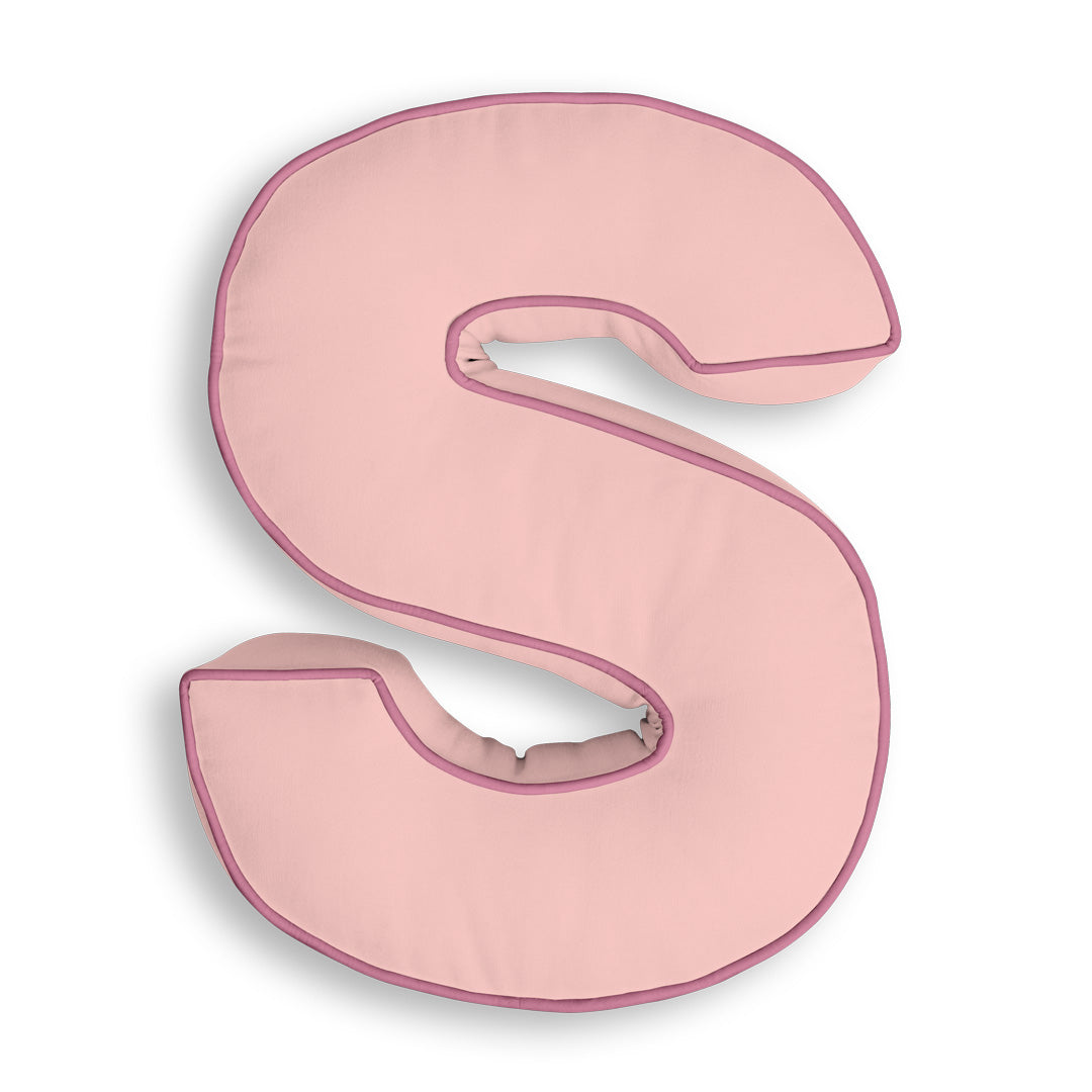 Personalised Letter Cushion 'S' in Soft Pink