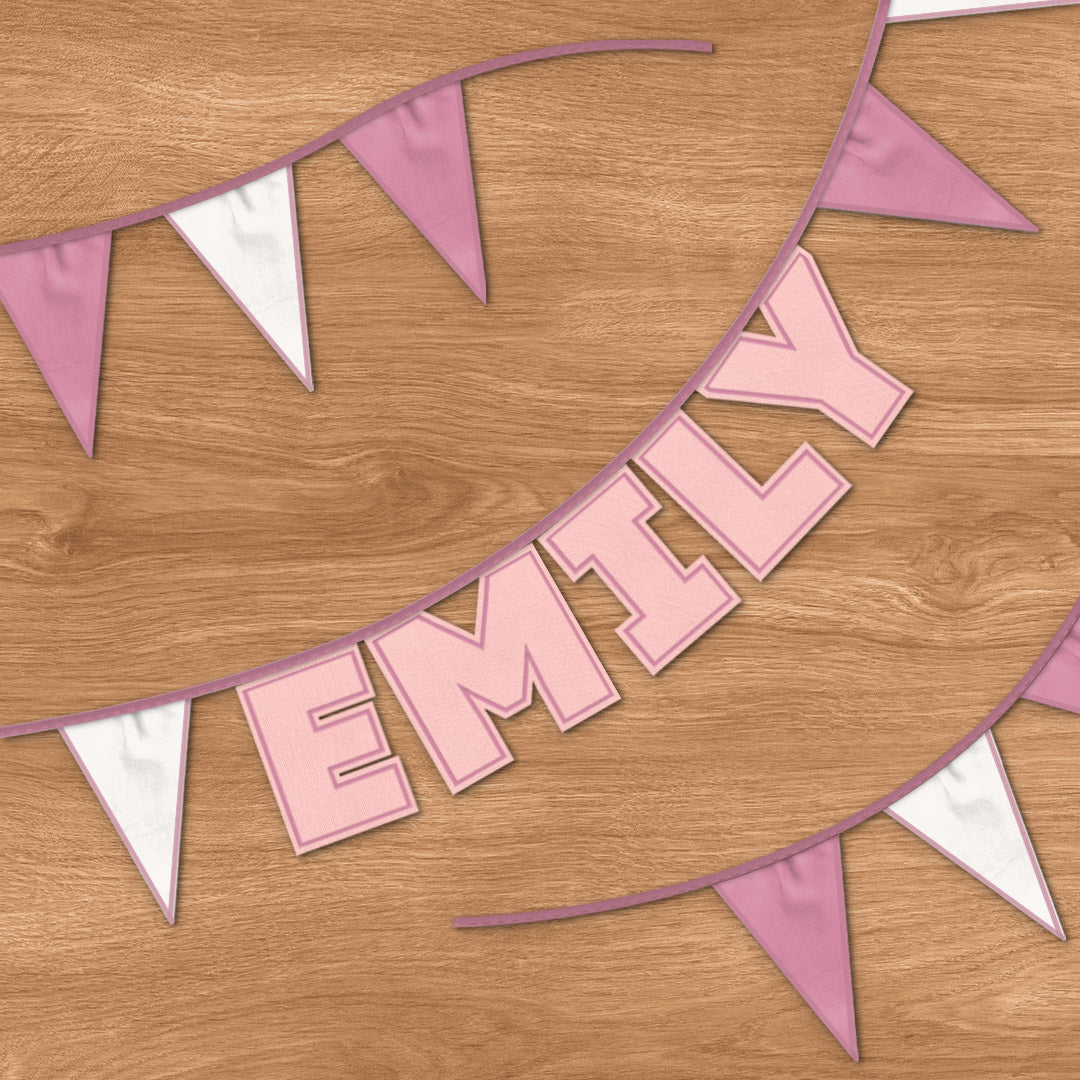 Personalised 5 Letter Name Bunting in Soft Pink