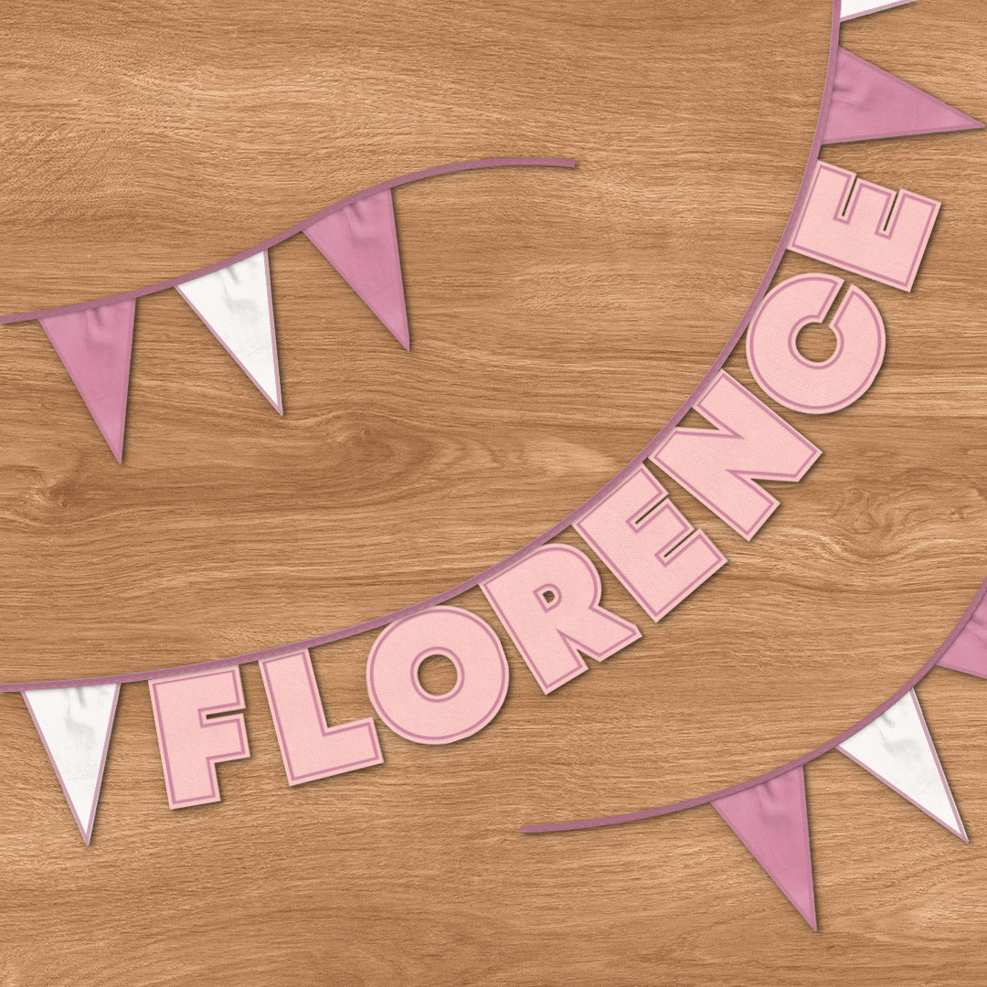 Personalised 8 Letter Name Bunting in Soft Pink