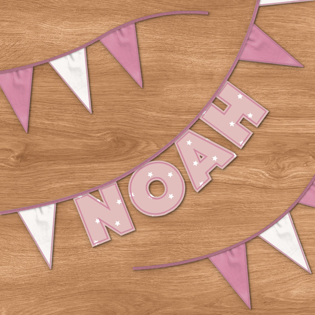 Personalised 4 Letter Name Bunting in Pink Stars