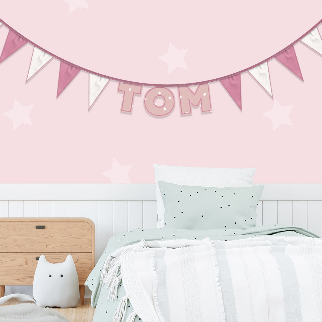 Personalised 3 Letter Name Bunting in Pink Stars
