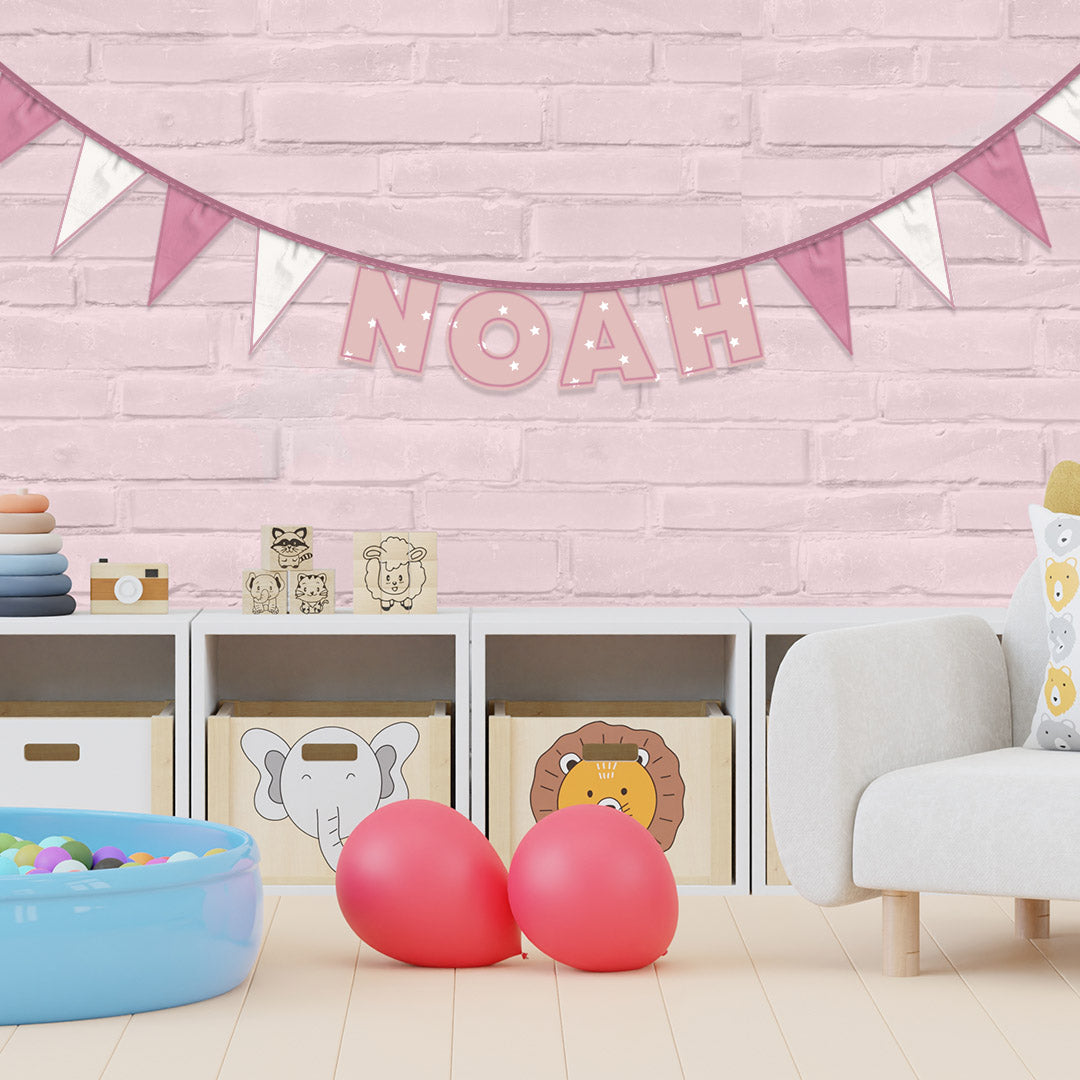 Personalised 4 Letter Name Bunting in Pink Stars