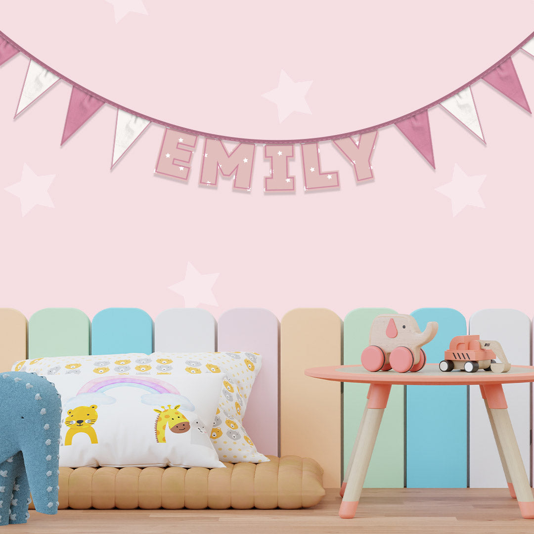 Personalised 5 Letter Name Bunting in Pink Stars