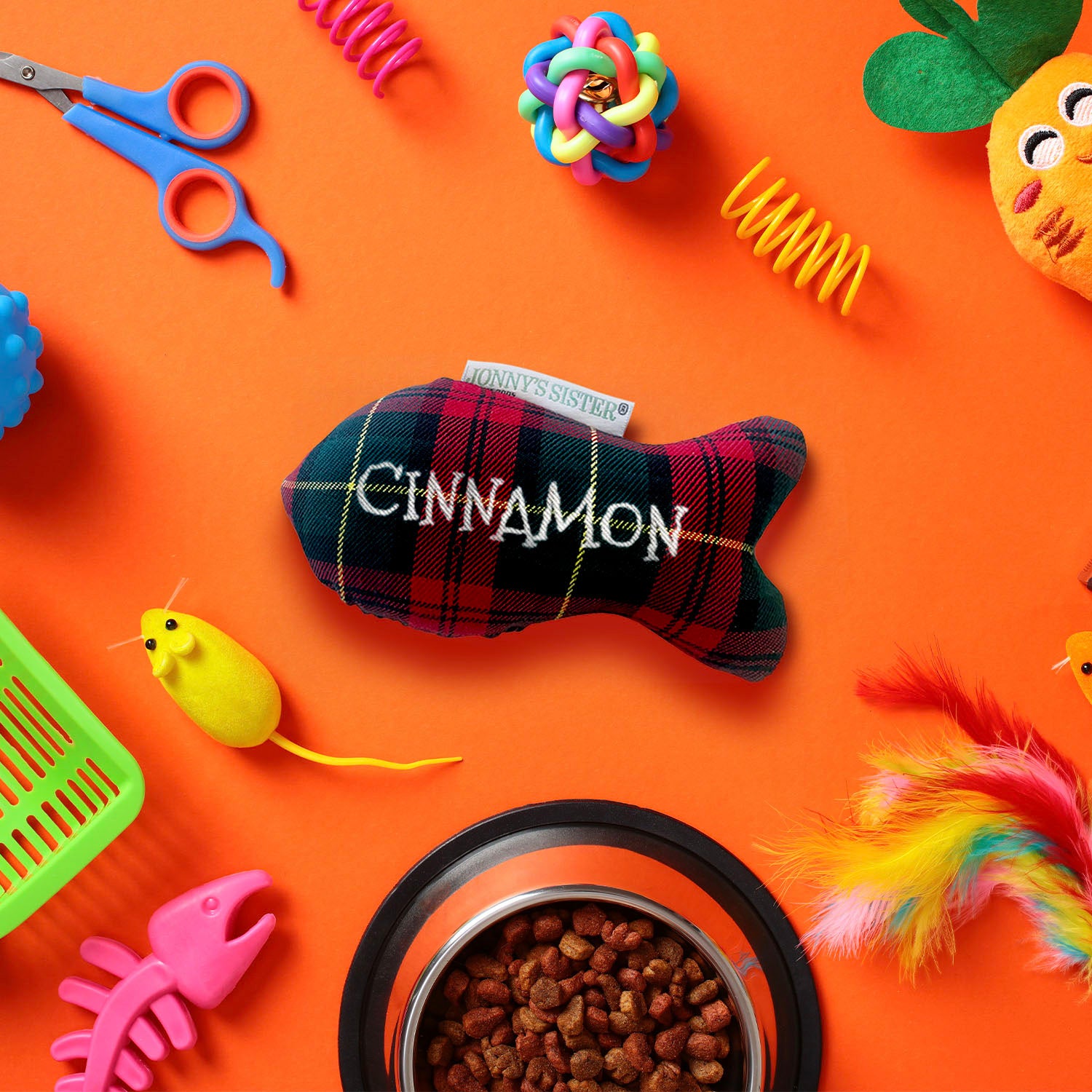 Personalised Tartan Cat Fish Toy