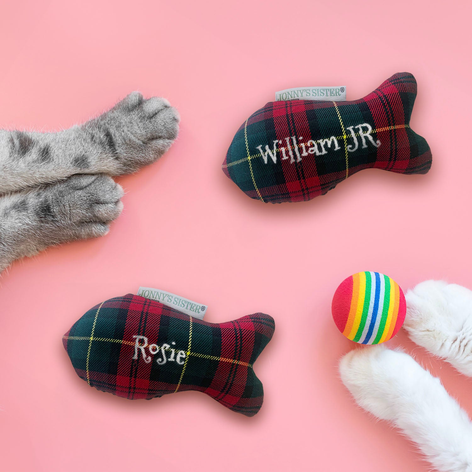 Personalised Tartan Cat Fish Toy