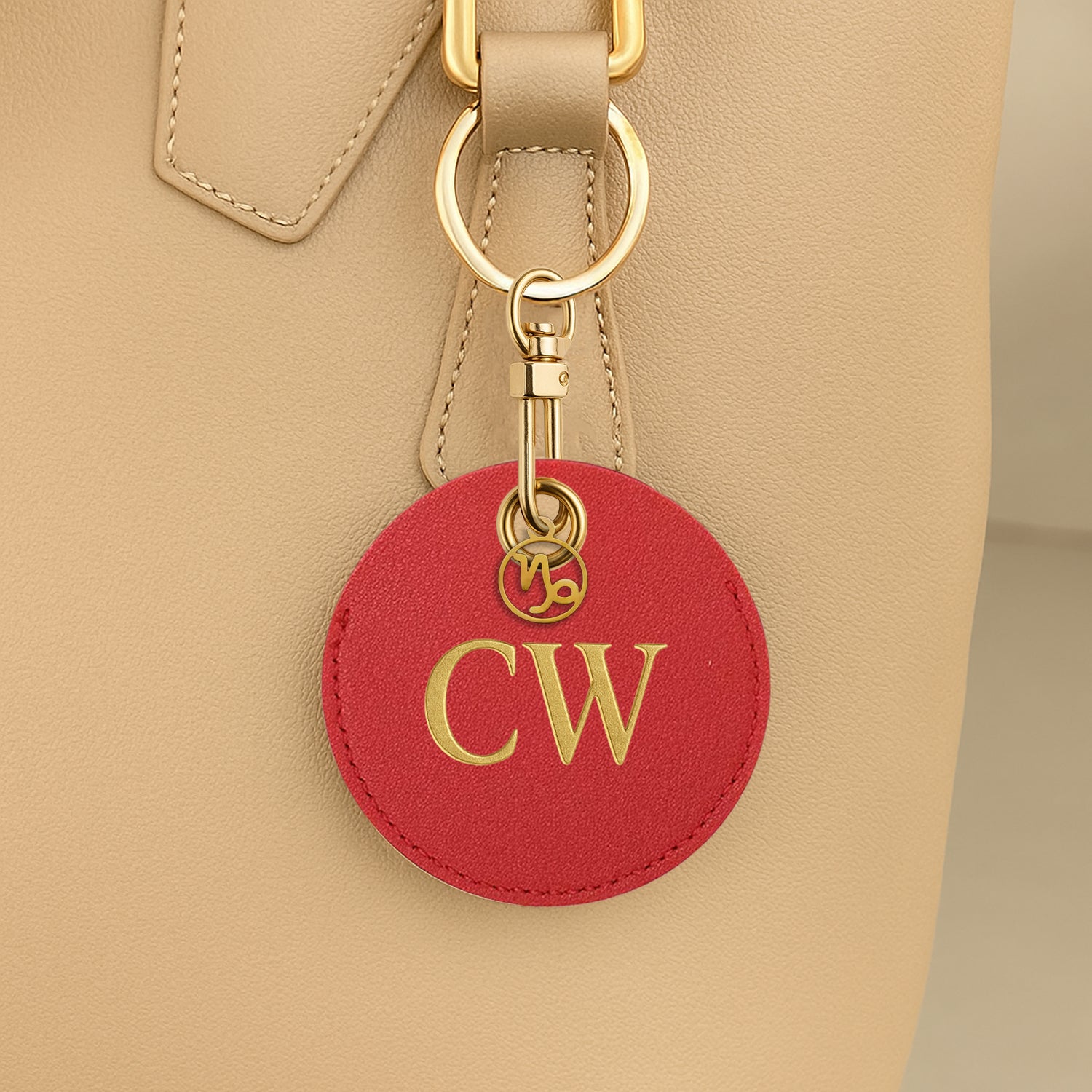 Personalised Vegan Leather Bag Accessory with Zodiac Charm