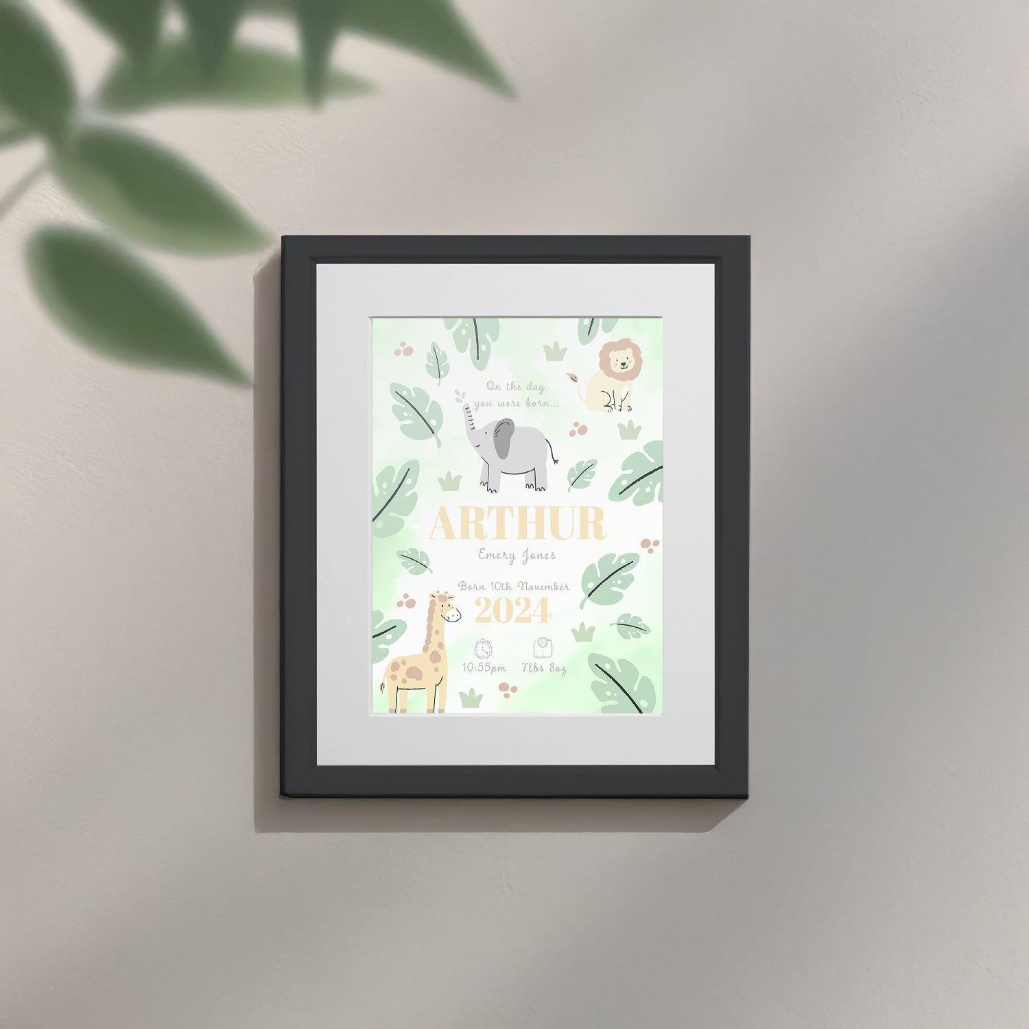 Personalised On The Day You Were Born Safari Framed Print
