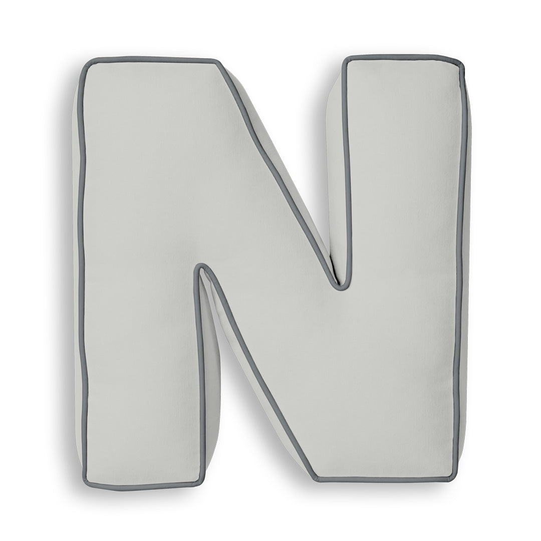 Personalised Letter Cushion 'N' in Silver