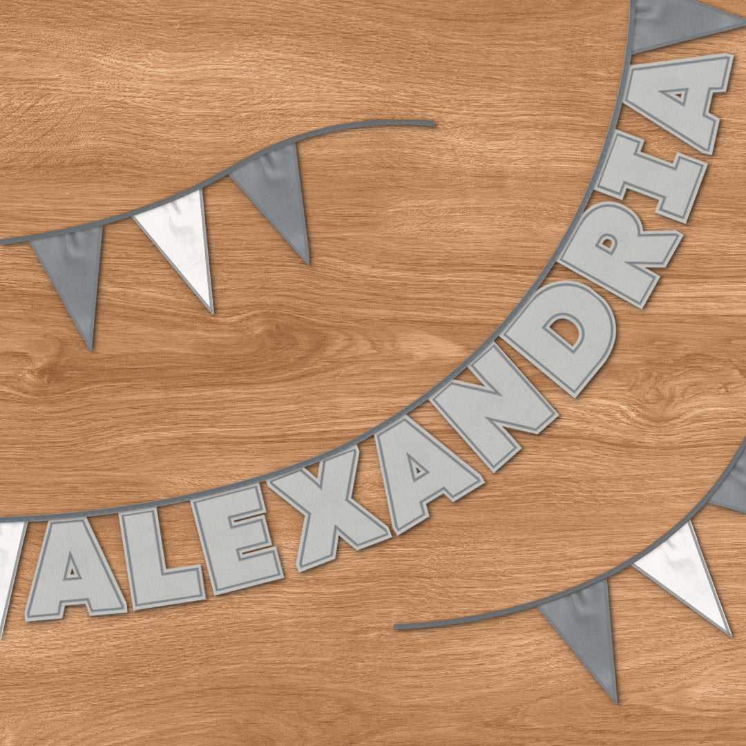 Personalised 10 Letter Name Bunting in Silver