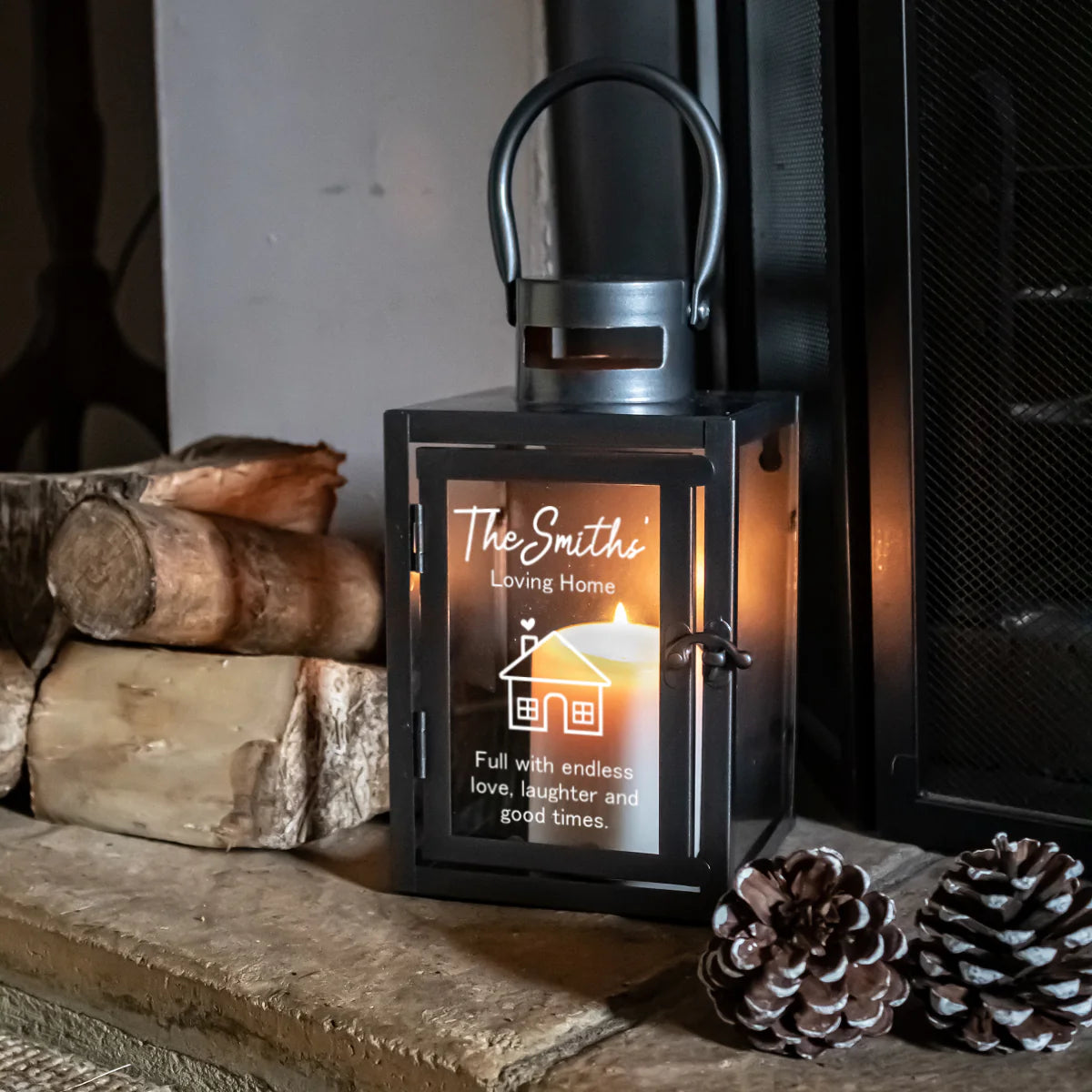 Personalised Anthracite Grey Lantern