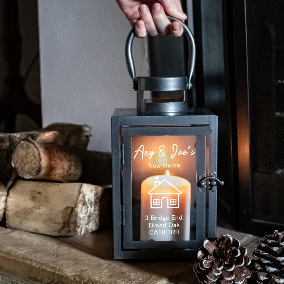 Personalised Anthracite Grey Lantern