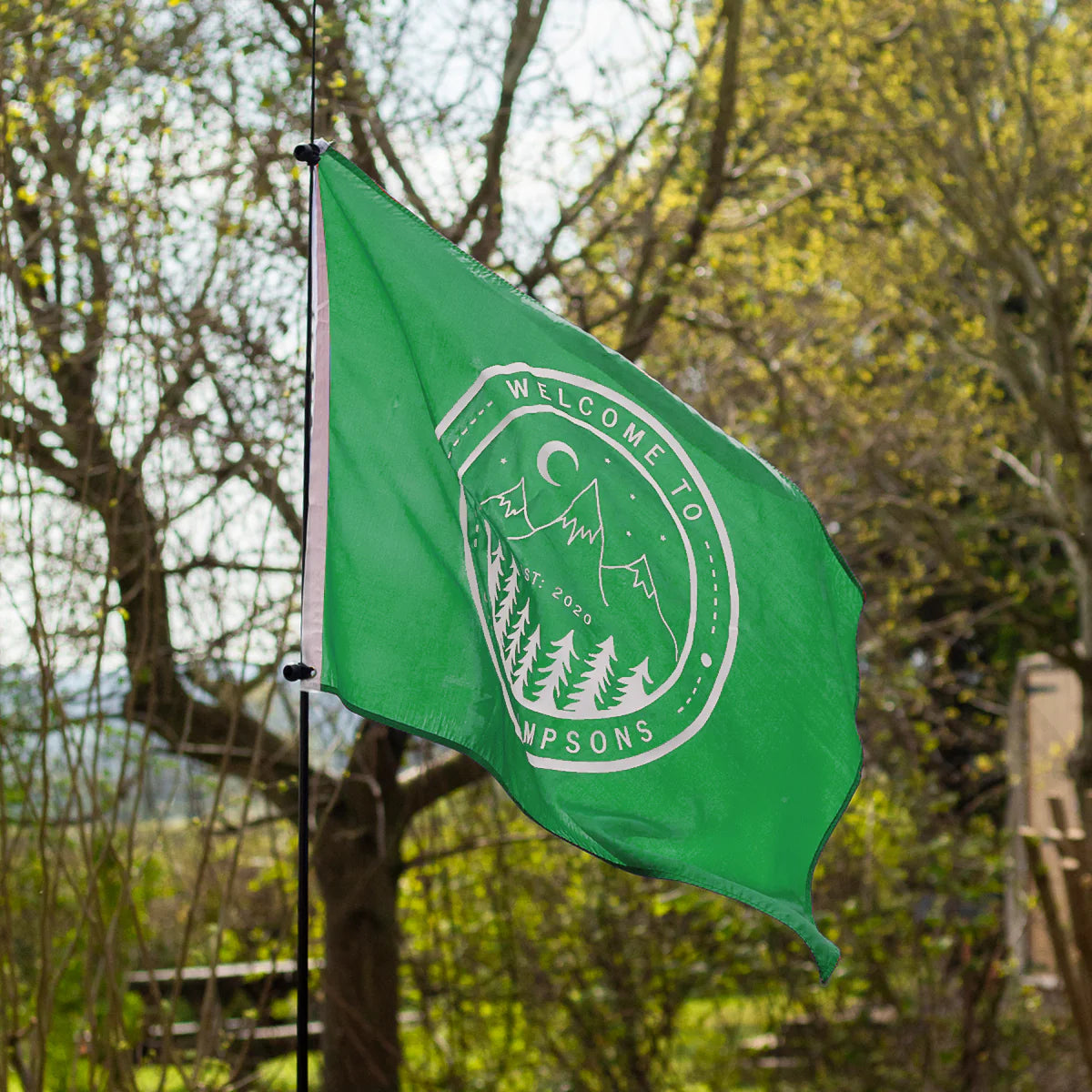 Personalised Logo Camping Flag in Green