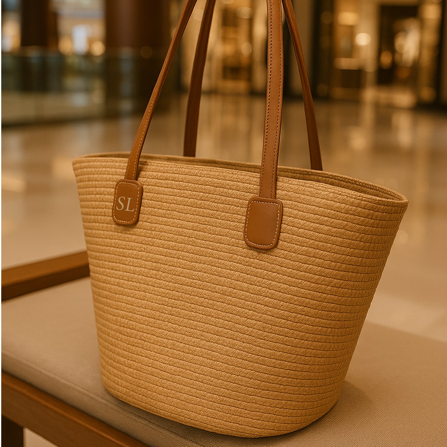 Personalised Straw Beach Bag