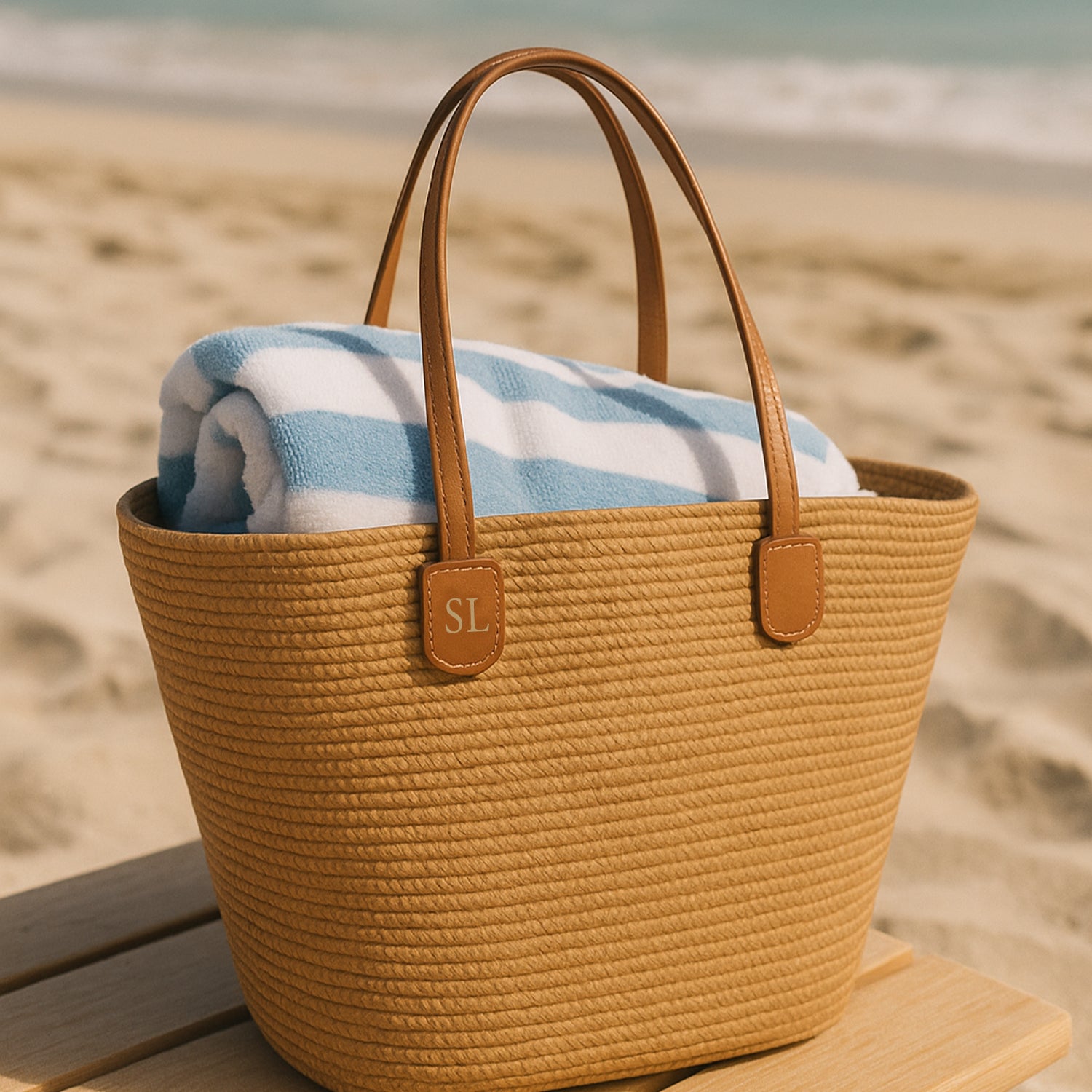 Personalised Straw Beach Bag