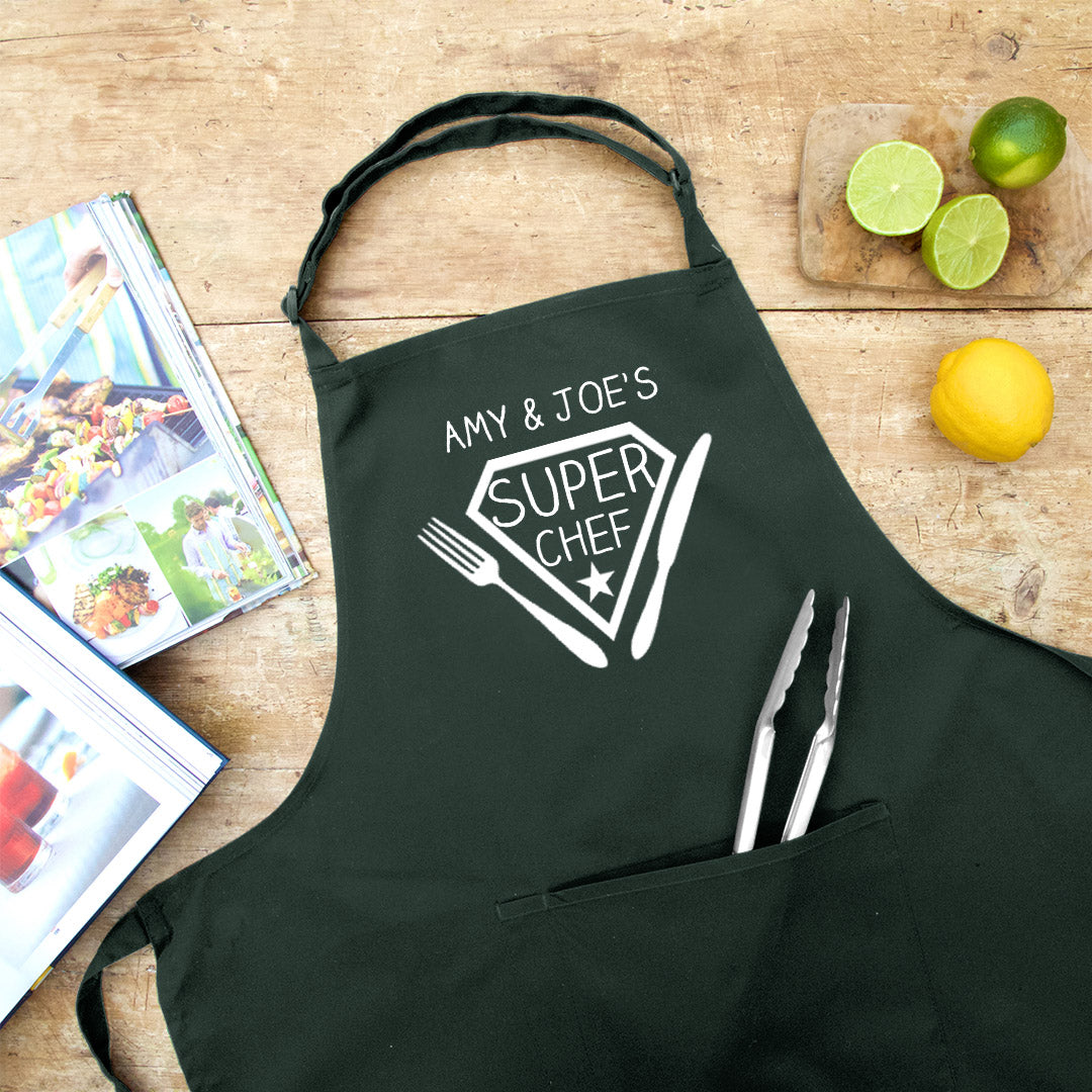 Personalised Super Chef Apron in Green