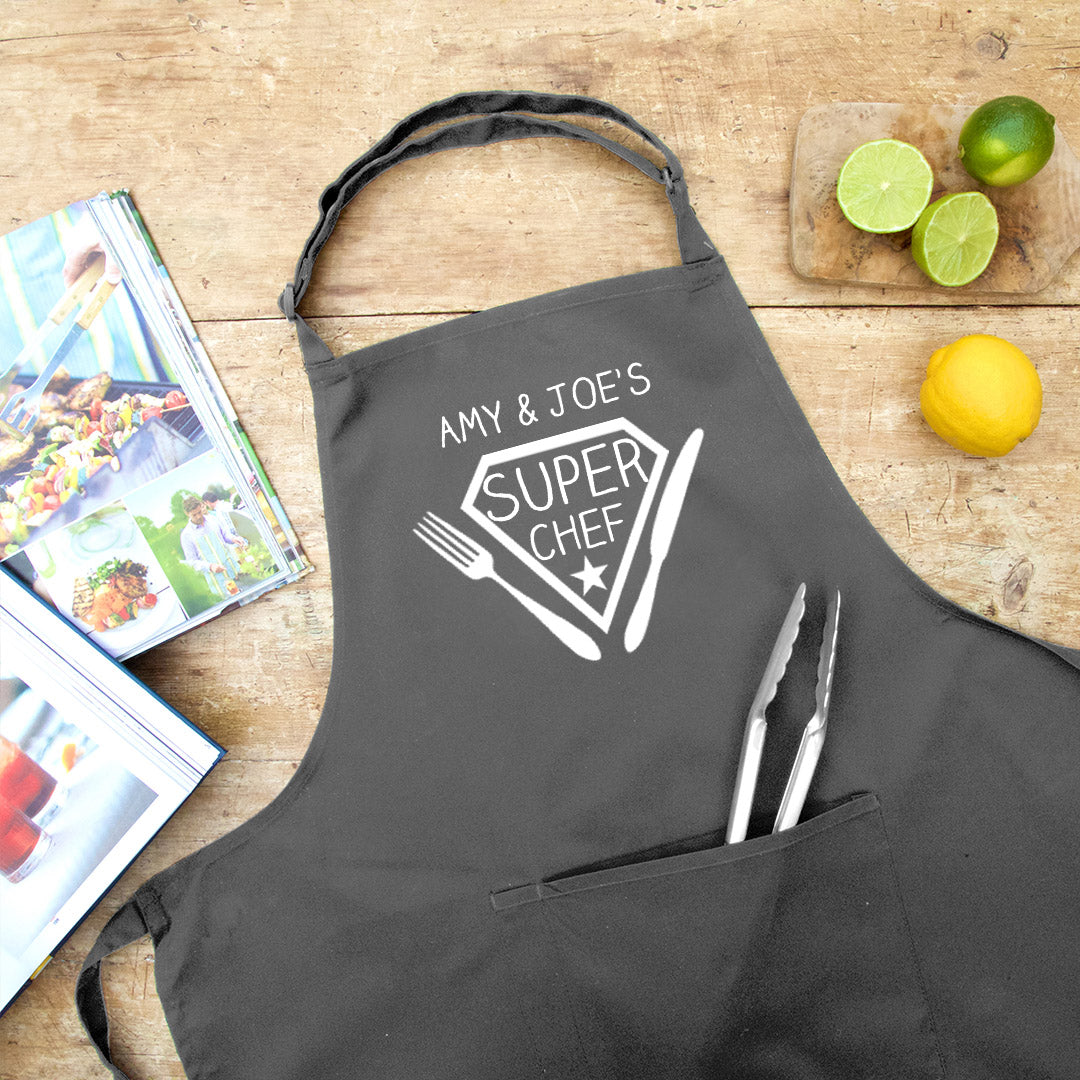 Personalised Super Chef Apron in Grey