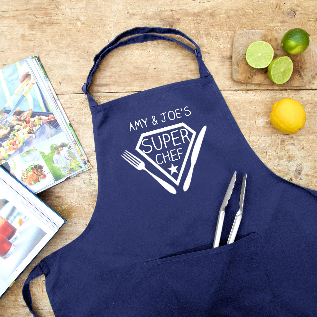 Personalised Super Chef Apron in Navy