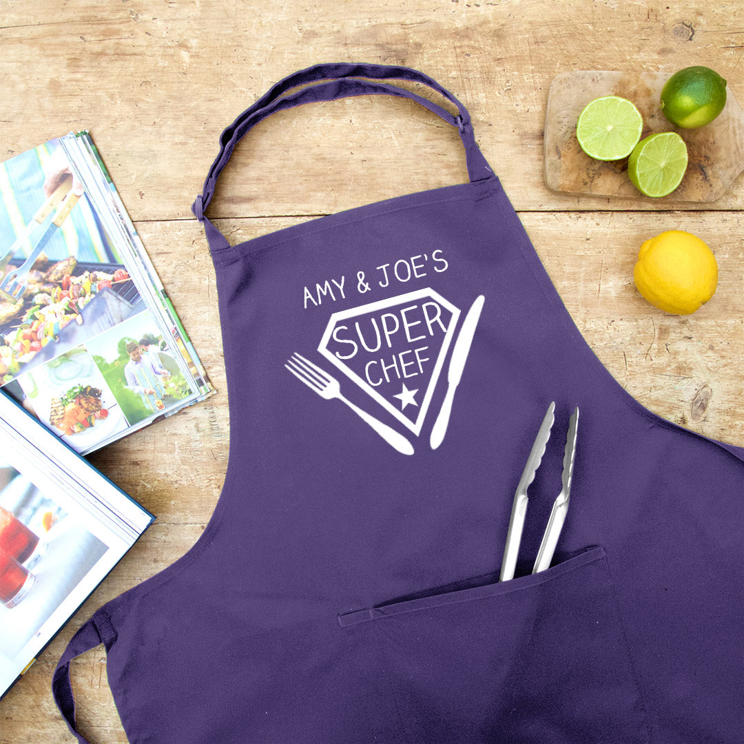 Personalised Super Chef Apron in Purple