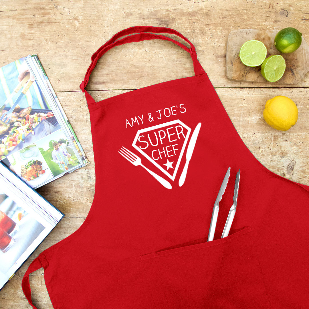 Personalised Super Chef Apron in Red