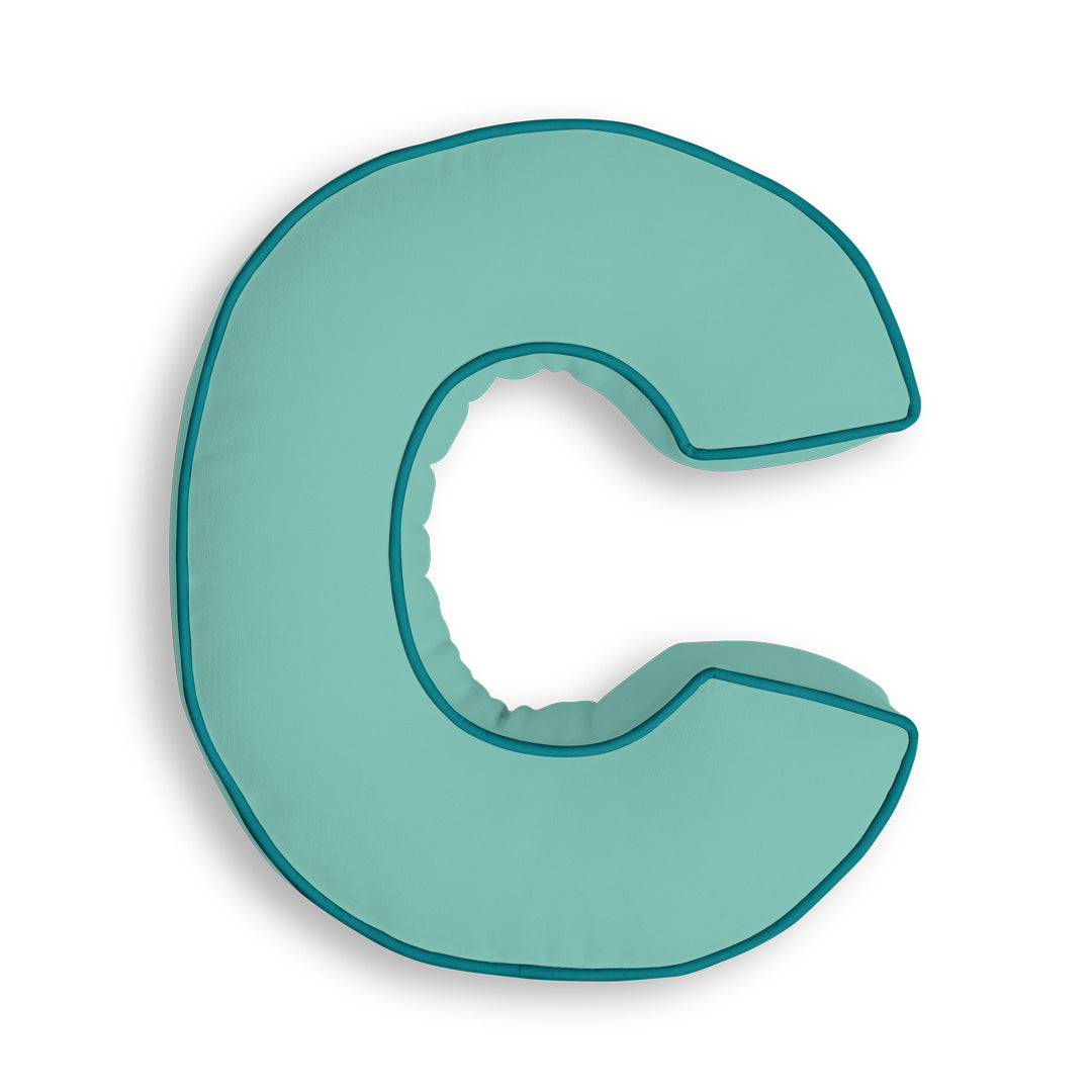 Personalised Letter Cushion 'C' in Soft Teal