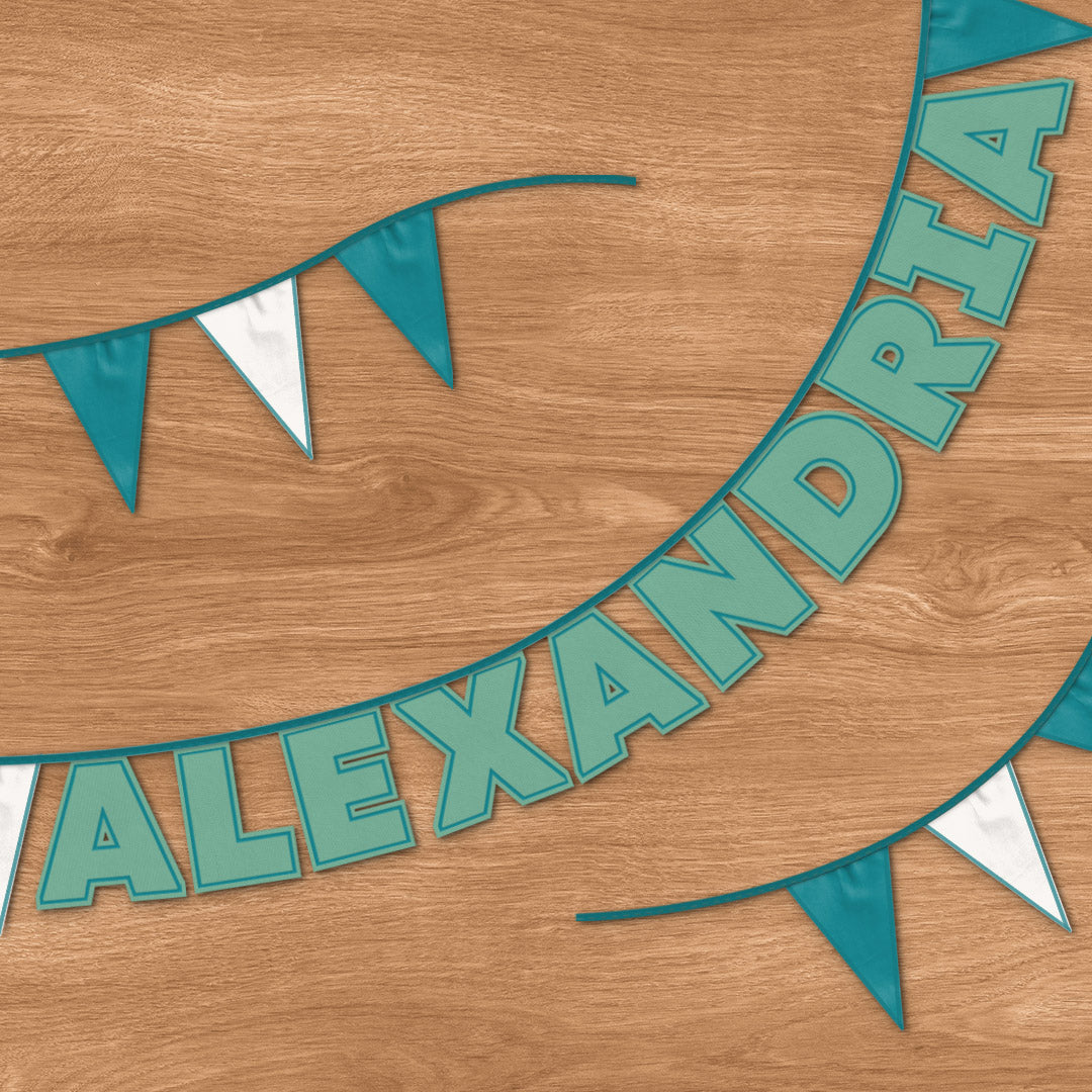 Personalised 10 Letter Name Bunting in Teal