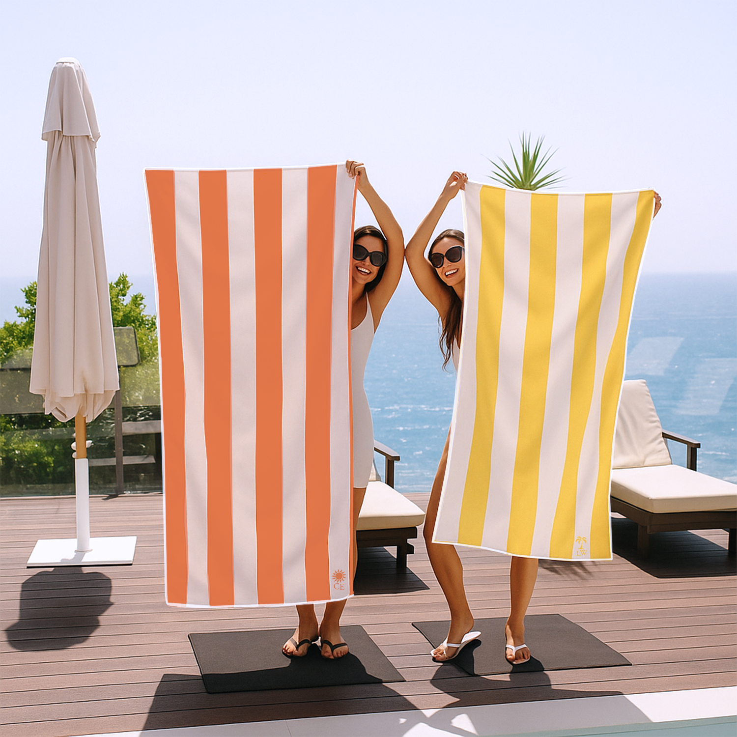 Sunny Day Tropical Beach Towel - 30x60 Inch 100% Cotton With Flip Flop Print, Fast Drying & Vibrant - View #7
