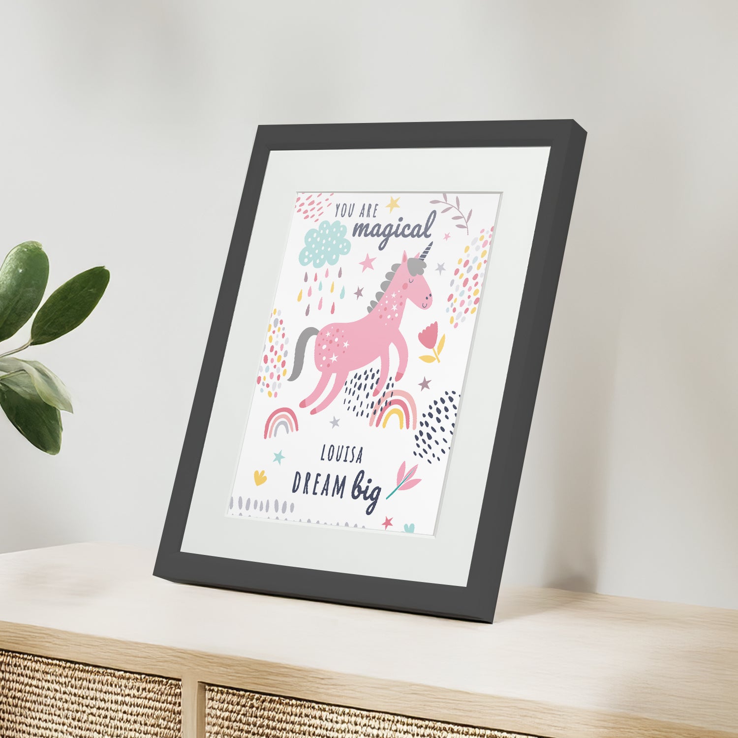 Personalised Unicorn Children’s Nursery Framed Print