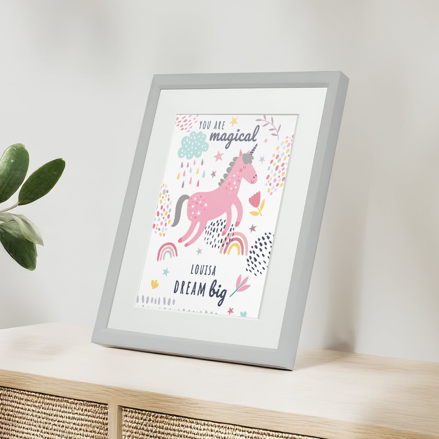 Personalised Unicorn Children’s Nursery Framed Print
