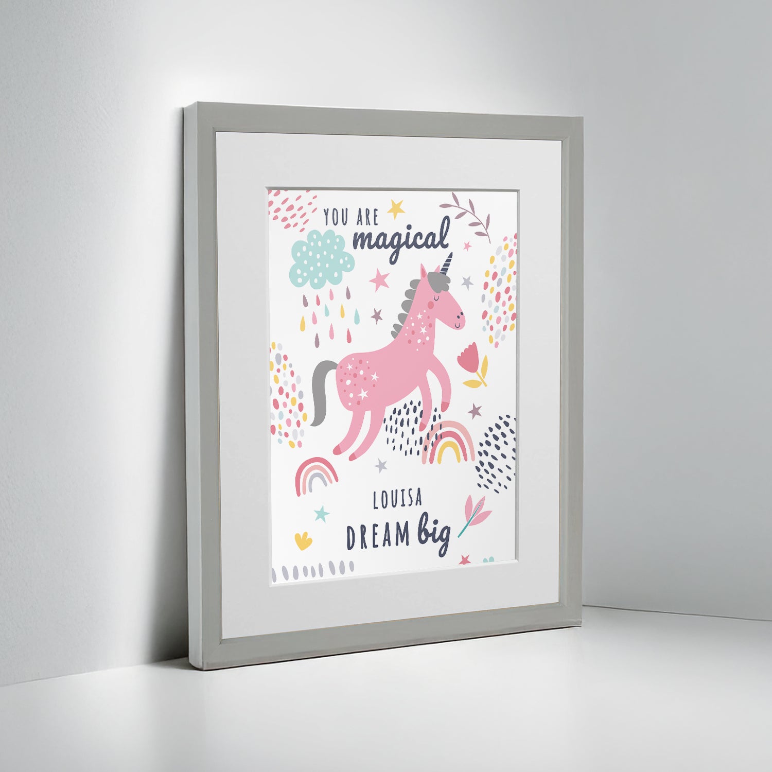 Personalised Unicorn Children’s Nursery Framed Print