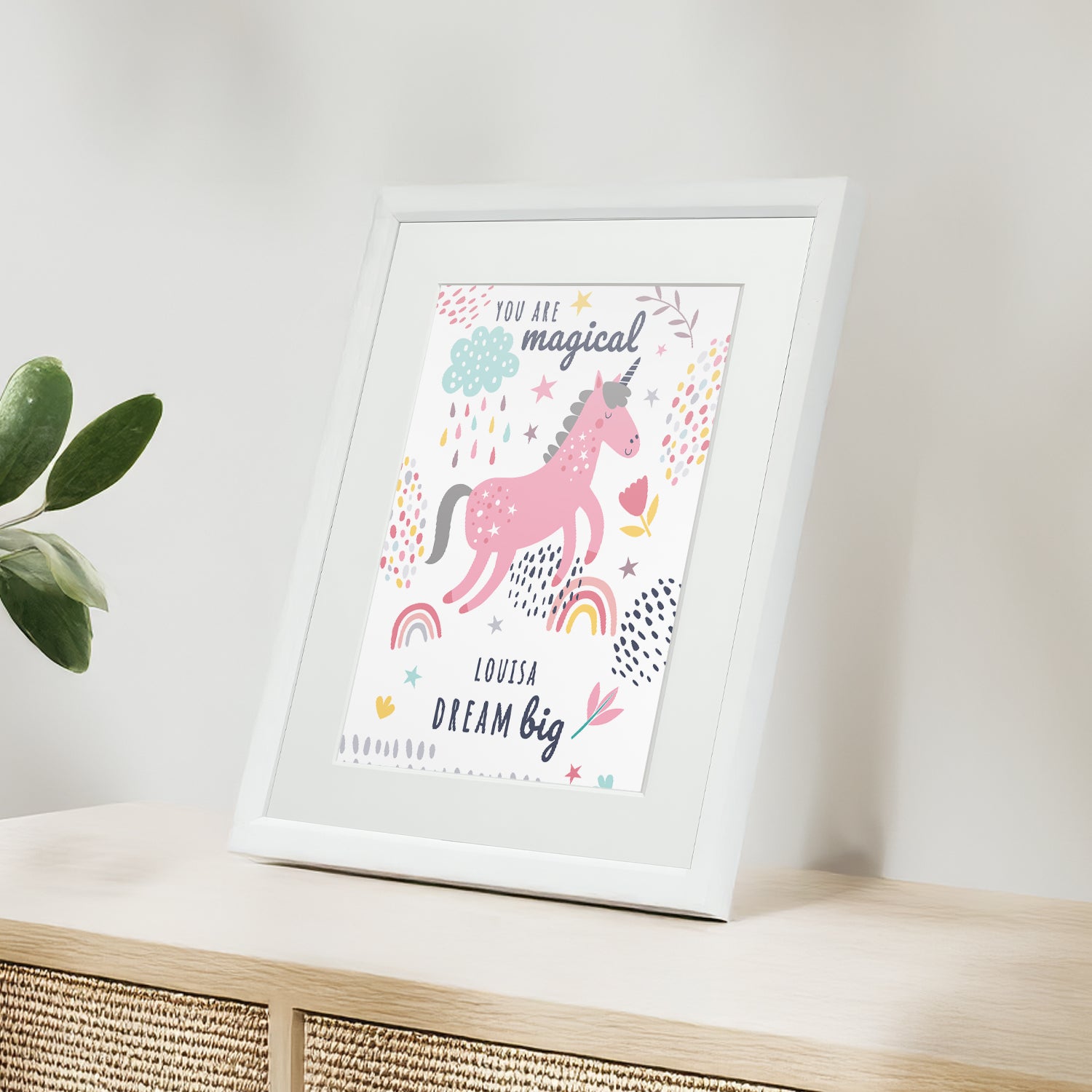 Personalised Unicorn Children’s Nursery Framed Print
