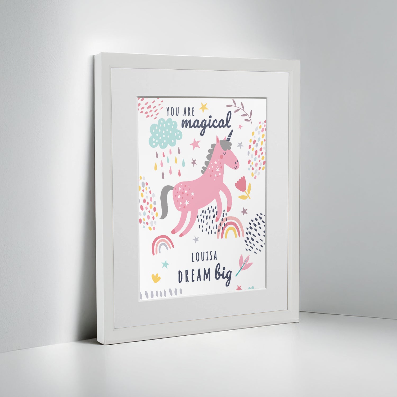 Personalised Unicorn Children’s Nursery Framed Print