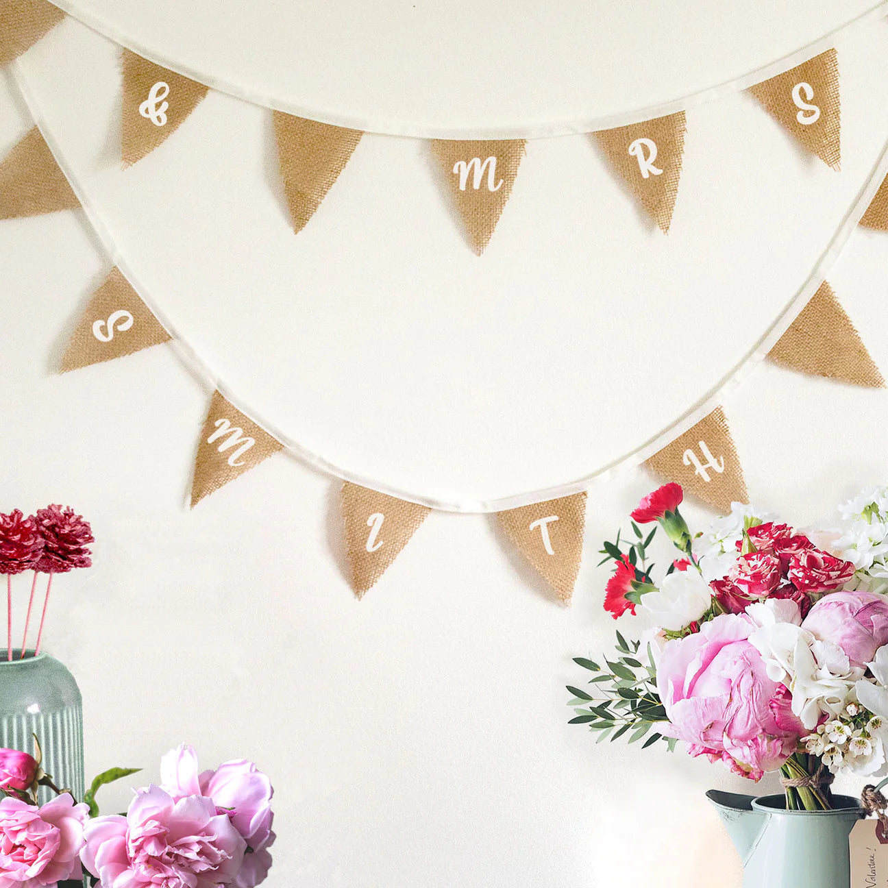 Personalised 5m Jute Wedding Bunting