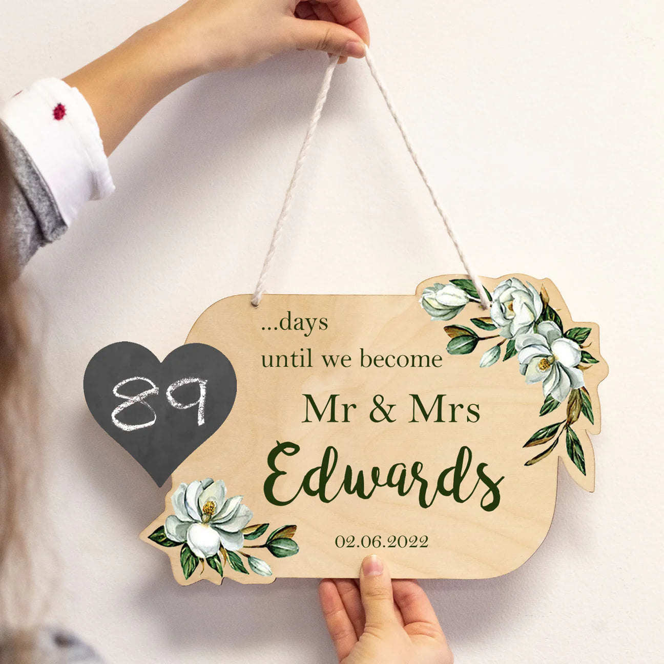 Personalised Wooden Wedding Countdown Sign