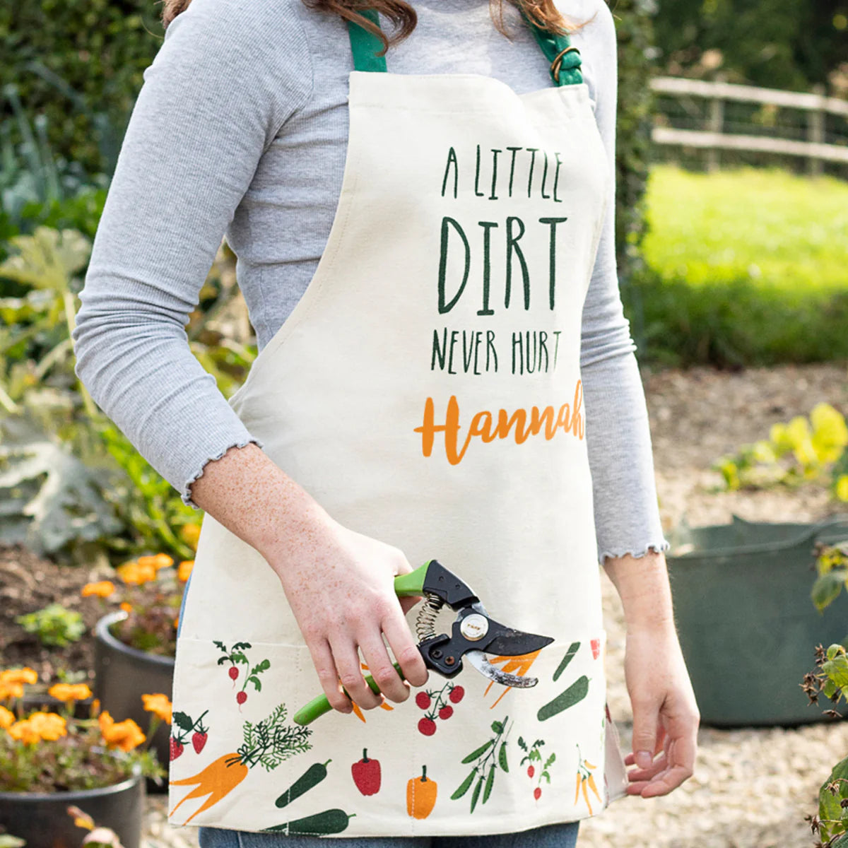 Personalised Veggie Illustration Gardening Apron