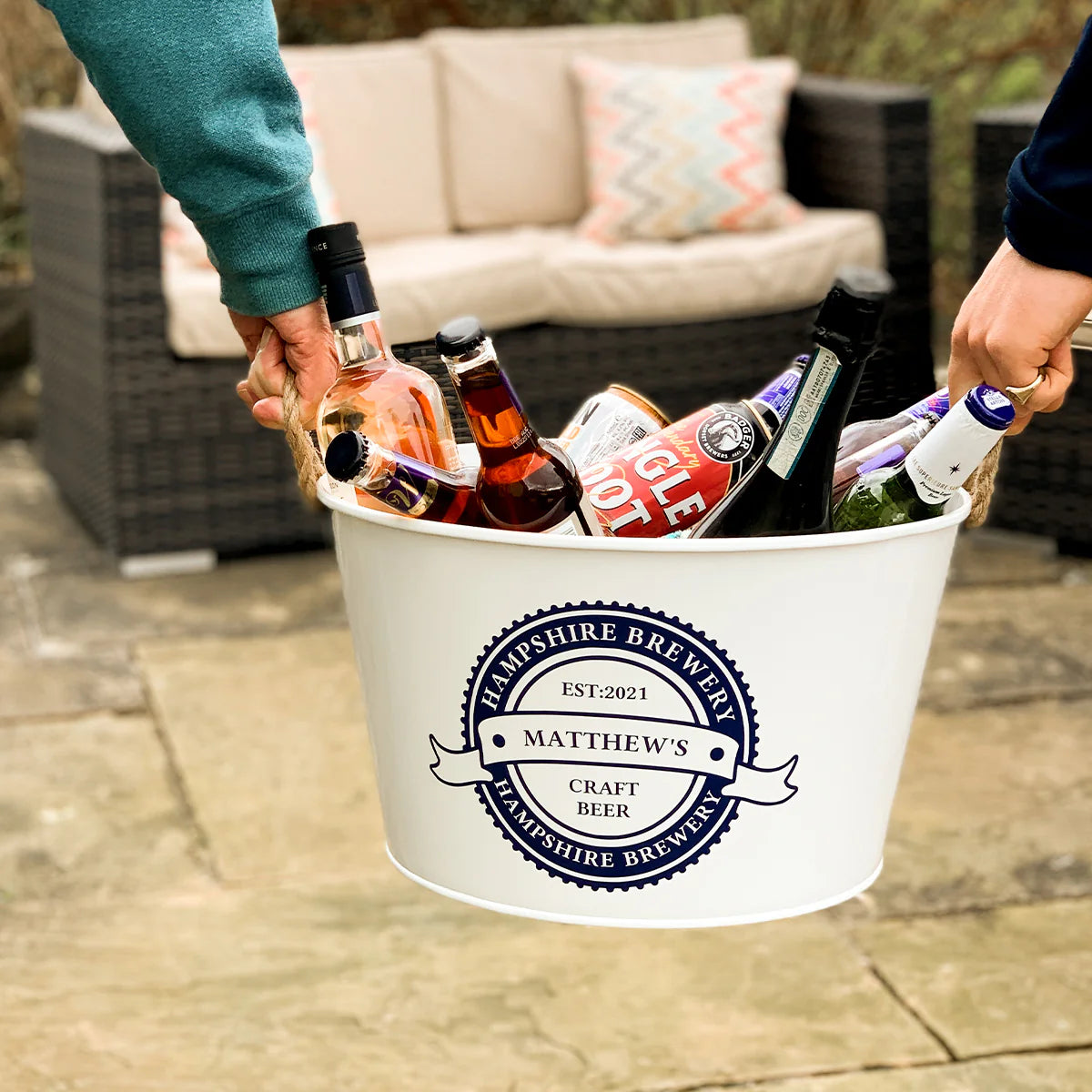 Personalised Beer Bucket White 'Established'