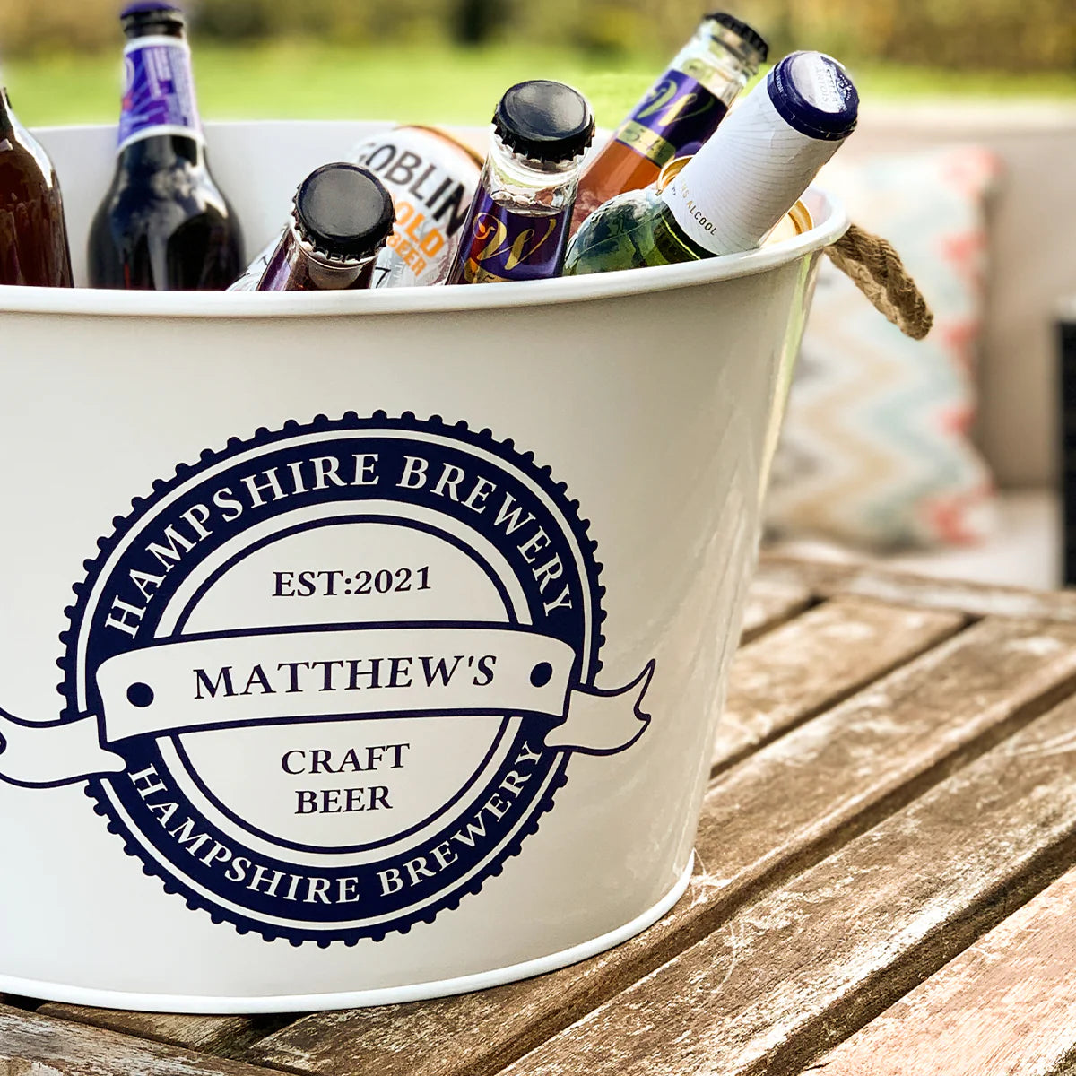 Personalised Beer Bucket White 'Established'