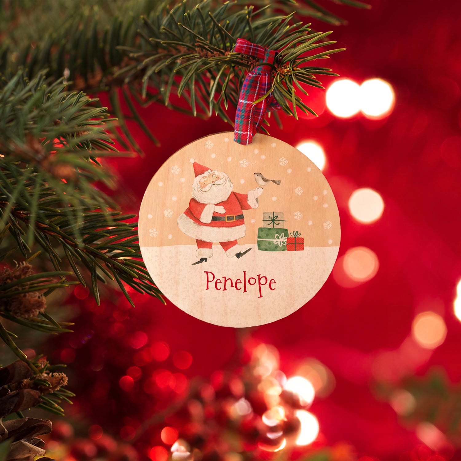 Personalised Santa Christmas Scene Tree Decoration