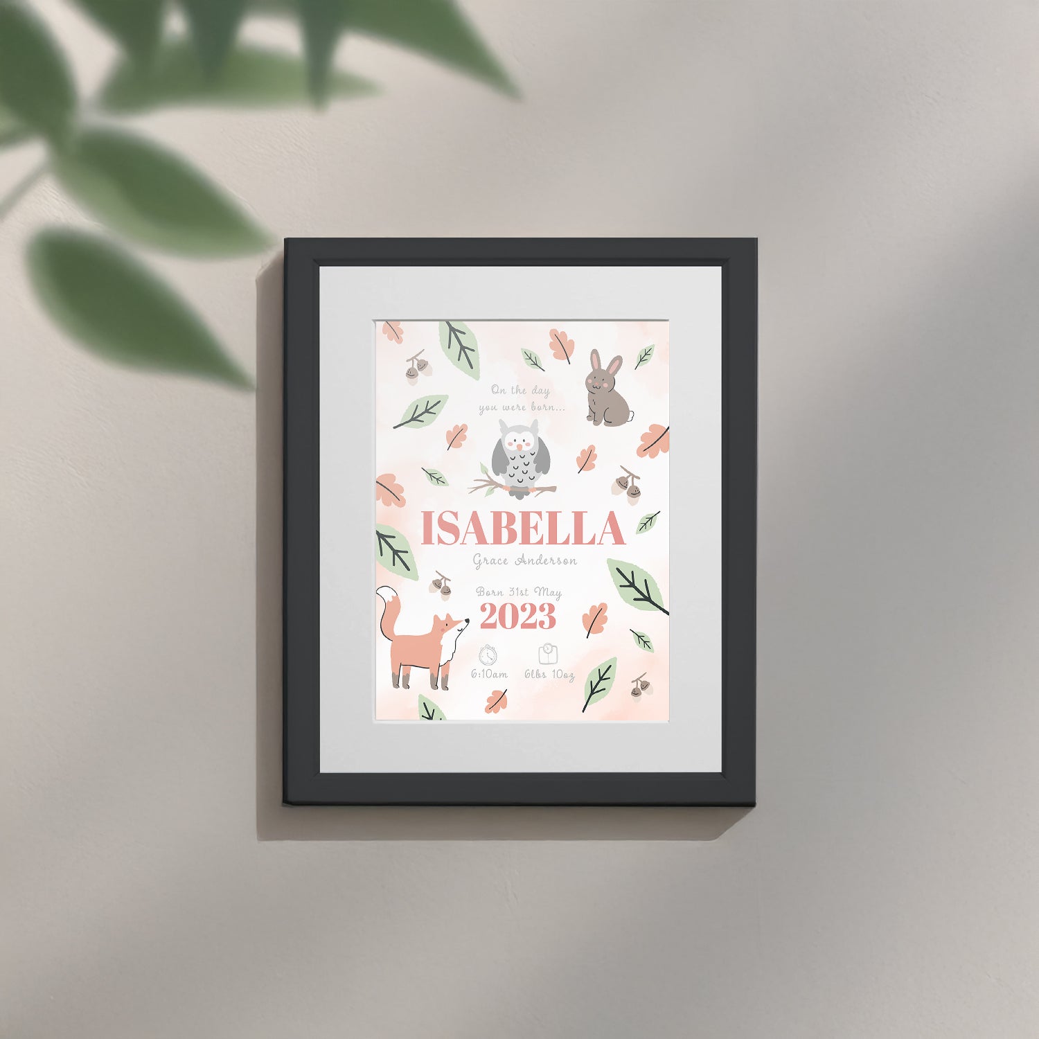 Personalised On The Day You Were Born Woodland Framed Print