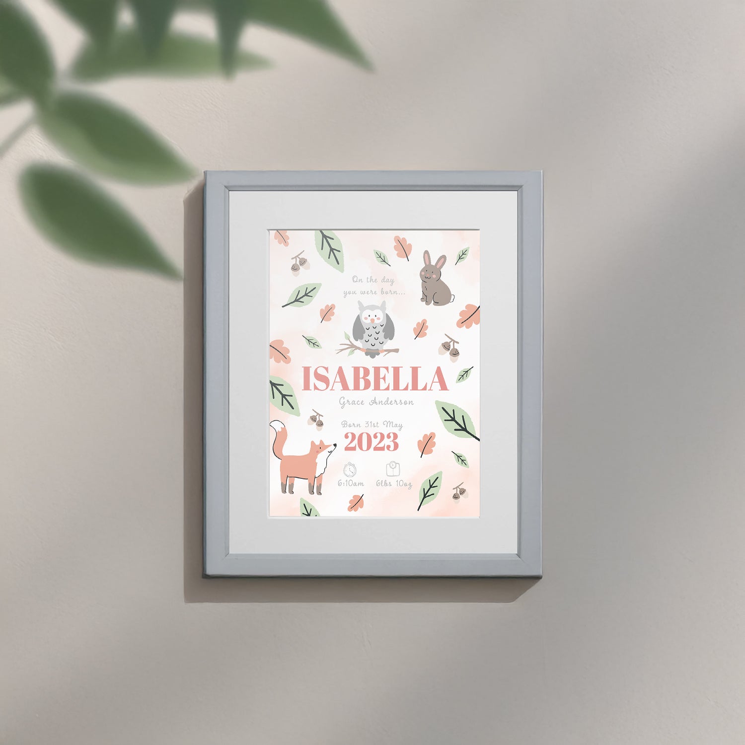 Personalised On The Day You Were Born Woodland Framed Print