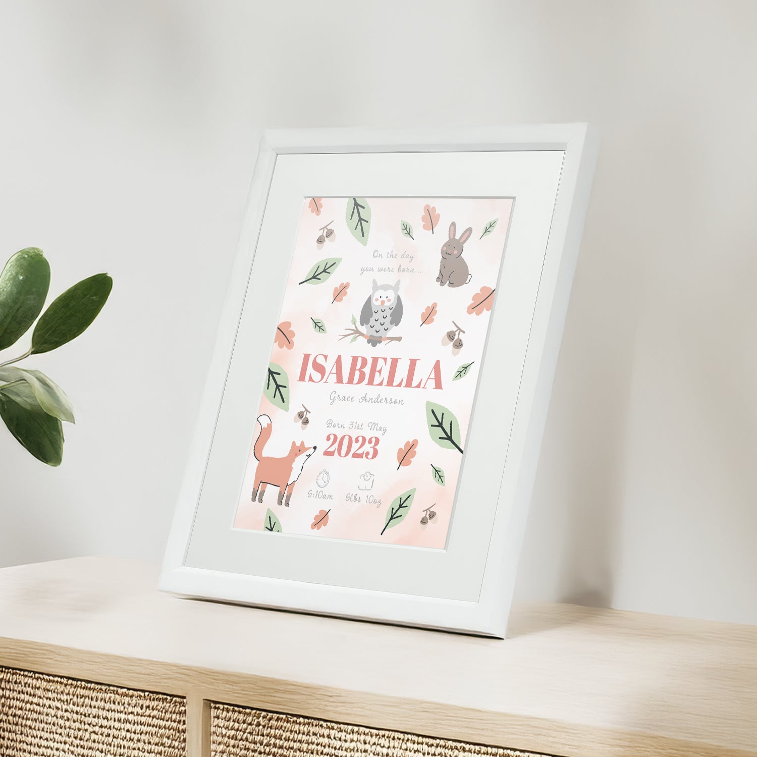 Personalised On The Day You Were Born Woodland Framed Print
