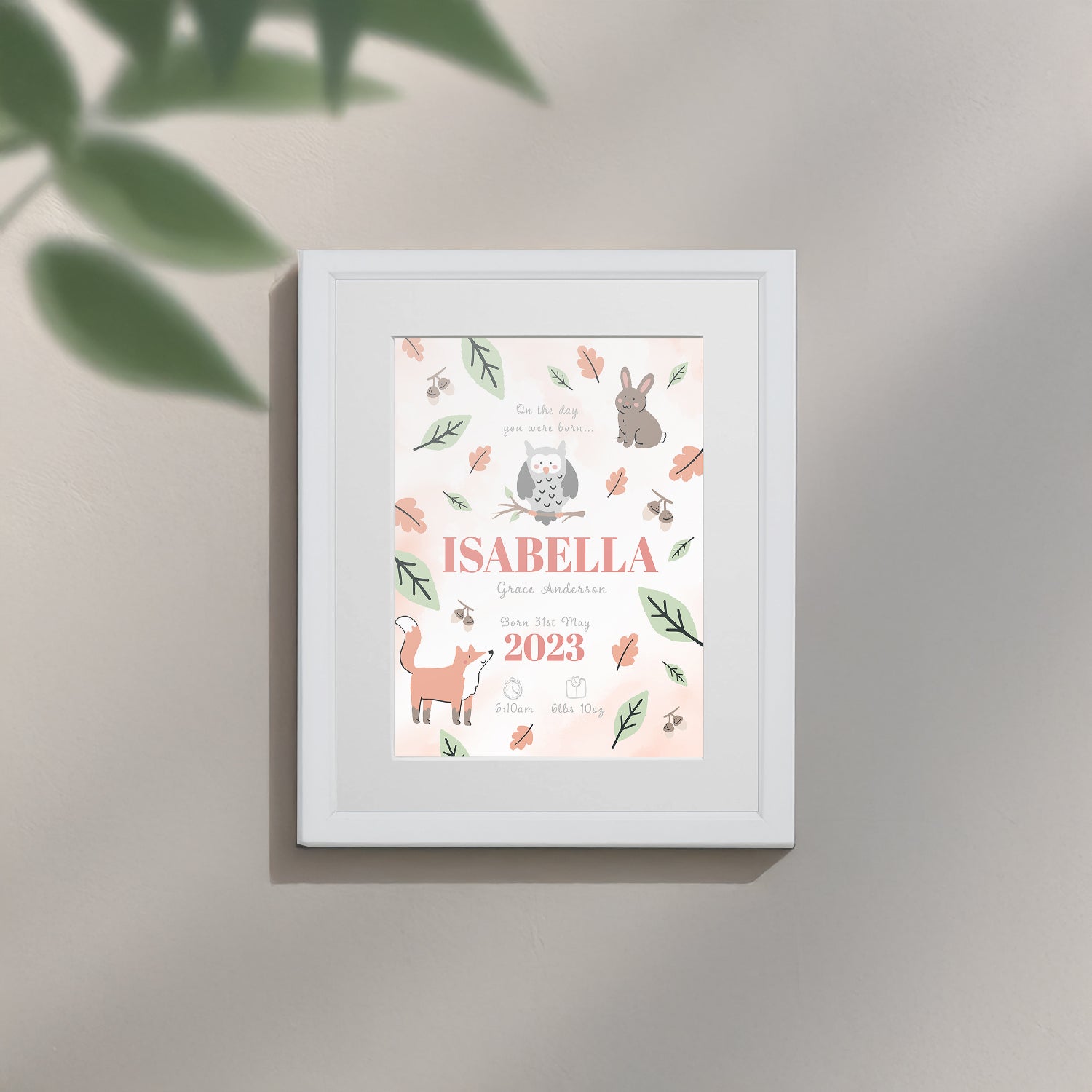 Personalised On The Day You Were Born Woodland Framed Print