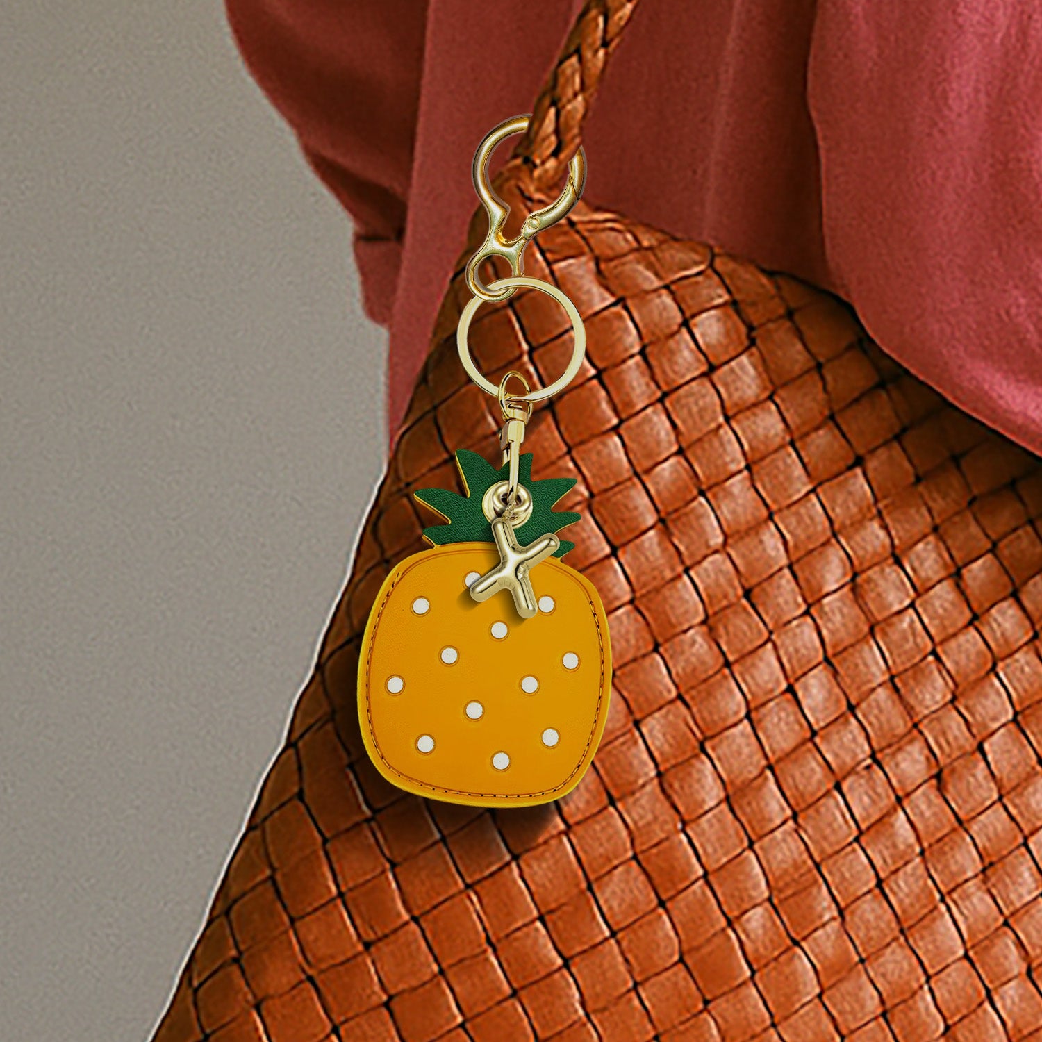 Personalised Pineapple Vegan Leather Bag Charm