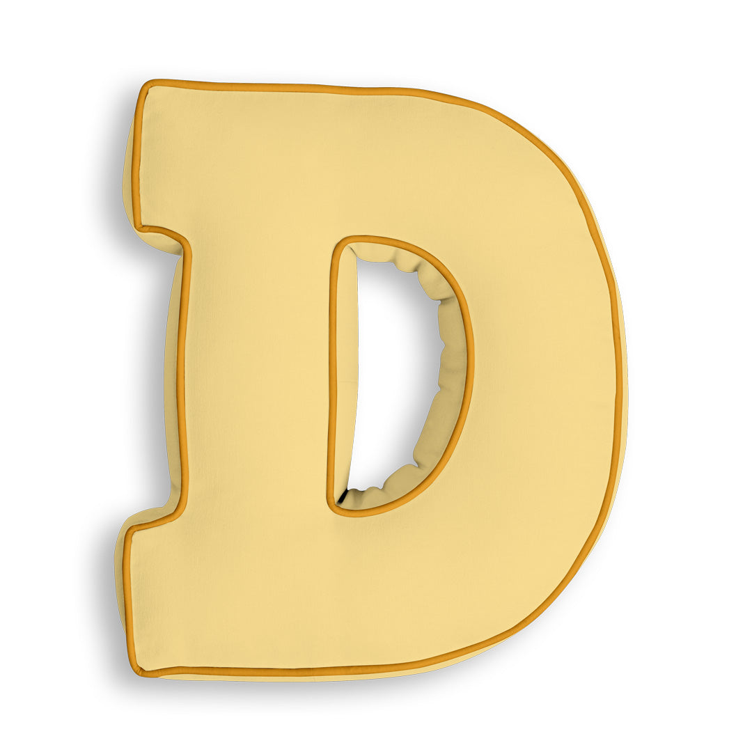 Personalised Letter Cushion 'D' in Sunshine Yellow