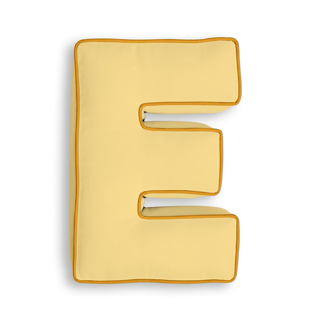 Personalised Letter Cushion 'E' in Sunshine Yellow