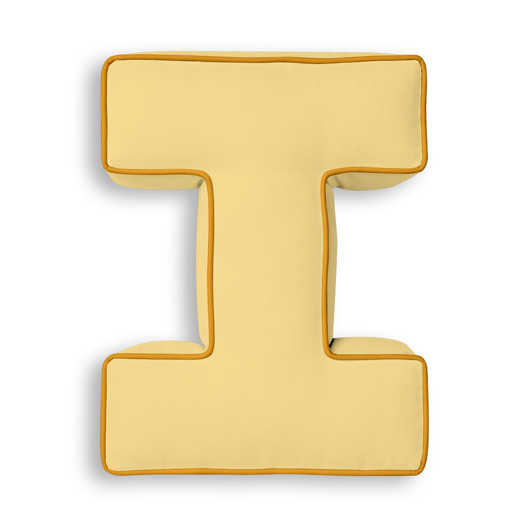 Personalised Letter Cushion 'I' in Sunshine Yellow
