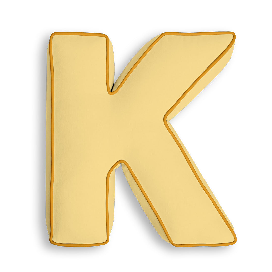 Personalised Letter Cushion 'K' in Sunshine Yellow