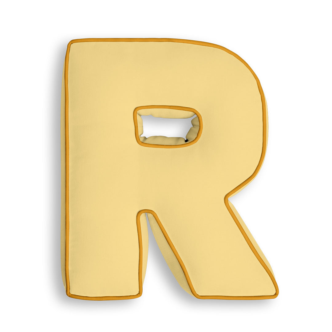 Personalised Letter Cushion 'R' in Sunshine Yellow
