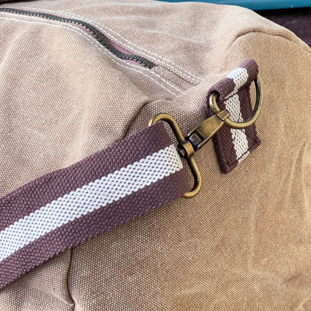 Personalised Large Canvas Holdall in Sand