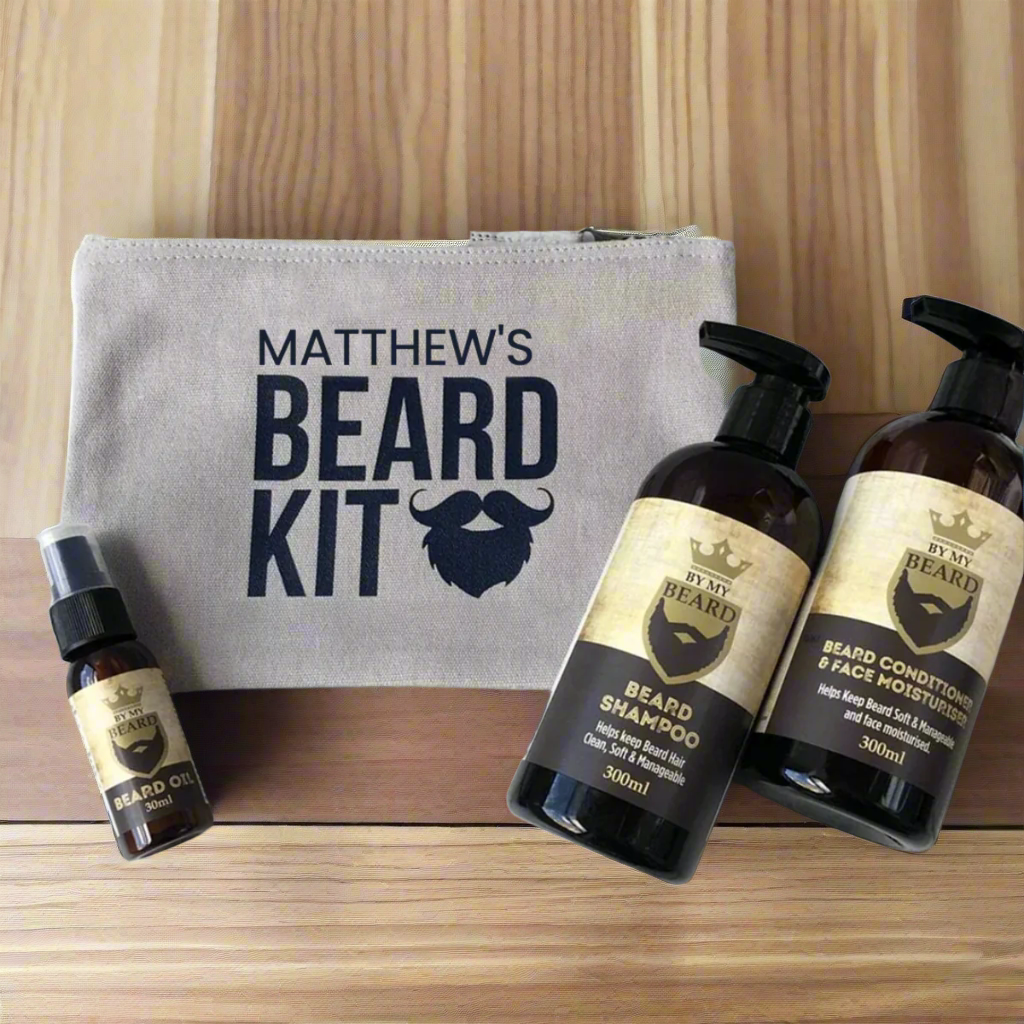 Personalised Beard Style & Care Set in Grey